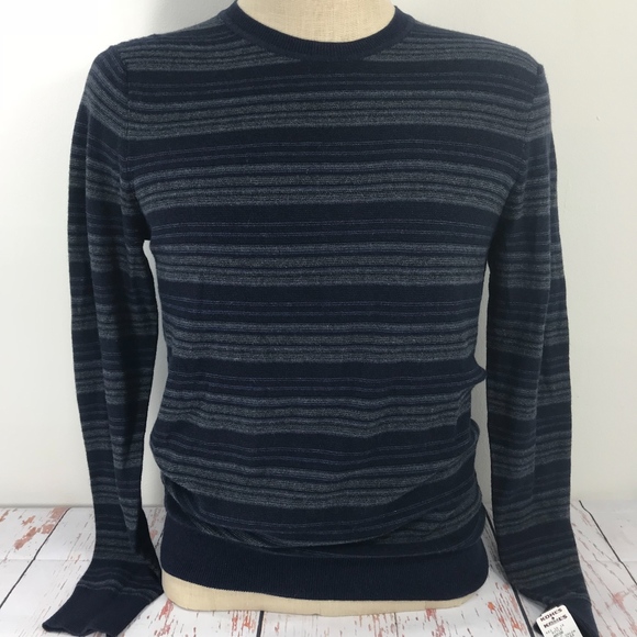 Slim Fit Luxury Blend Blue Grey Stripe Long Sleeve - Picture 7 of 7